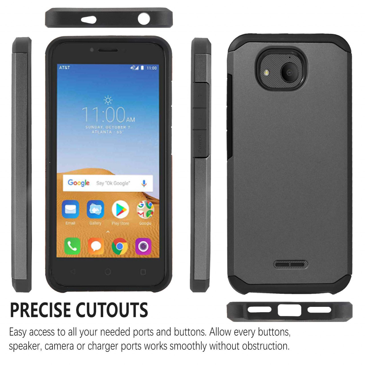 Tommulti Alcatel Tetra 5041C Rugged Phone Case Black Price in