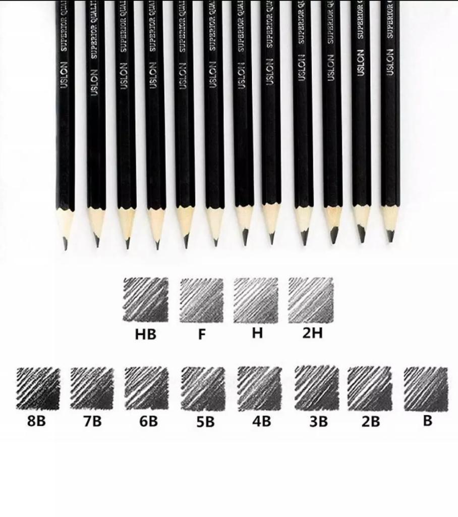 12pcs Professional sketch drawing art pencil set (sizes 8B to 2H)