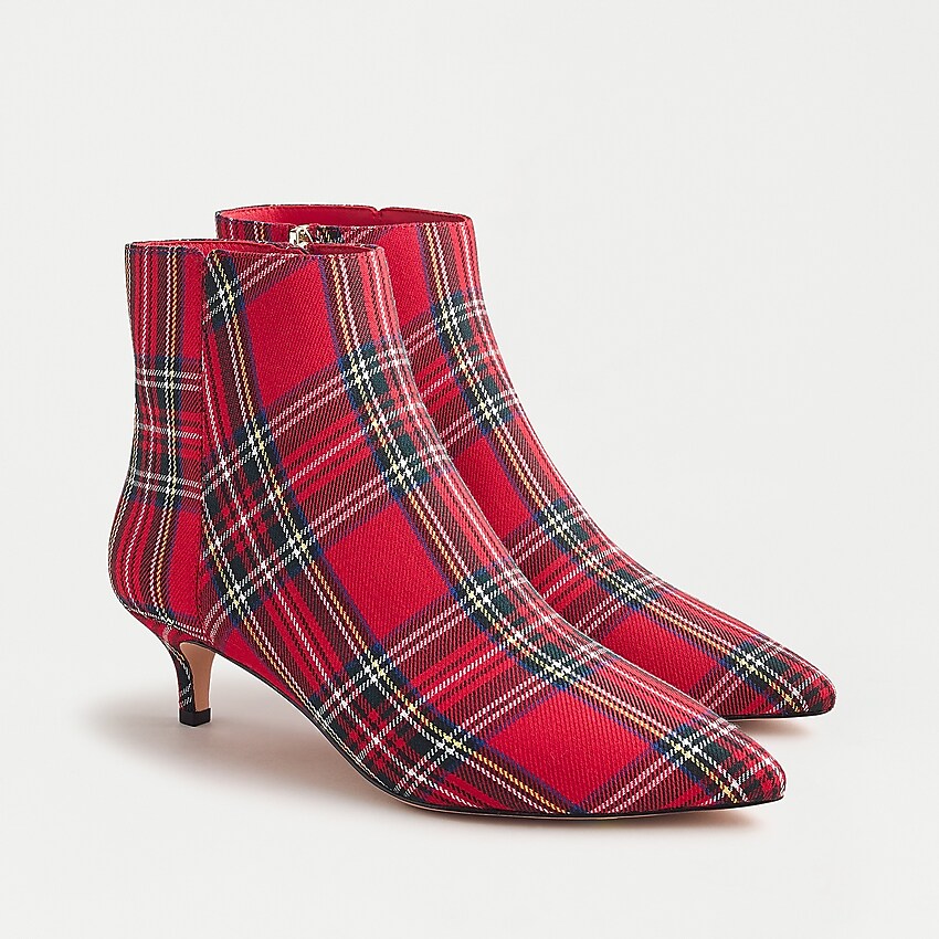 plaid kitten heel booties