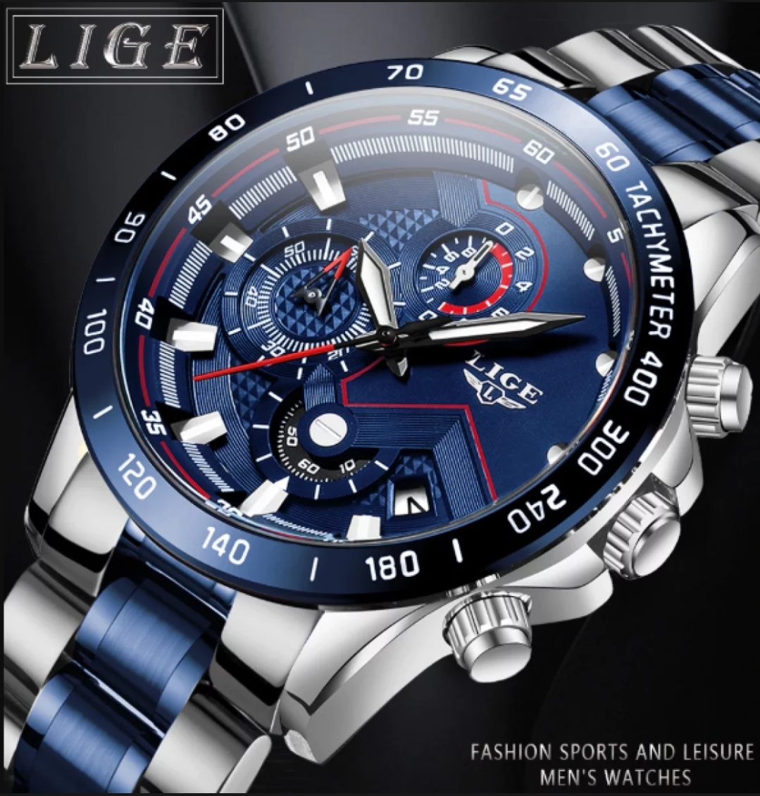 LIGE Men Top Brand Stainless Steel Chronograph Price in Pakistan