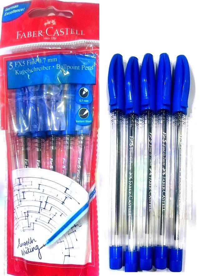 Faber-Castell - Ball Point Pen 0.7mm 5pcs - Blue