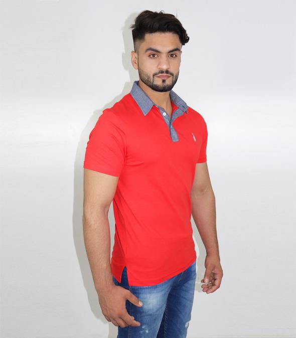 Cion Red chambray collar Polo Shirt Price in Pakistan