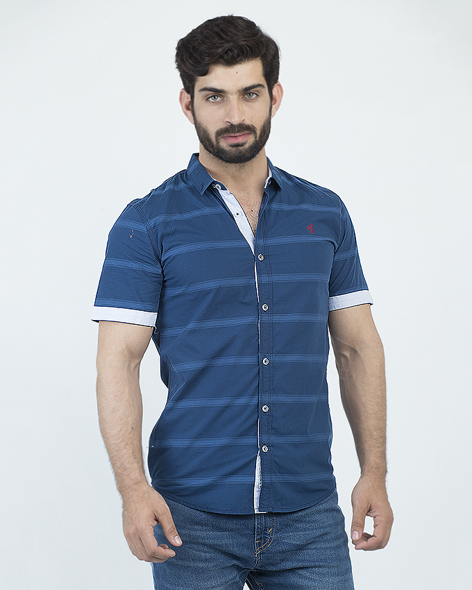Oxford Cotton Half Sleeve Casual Shirt Blue Price in Pakistan ...