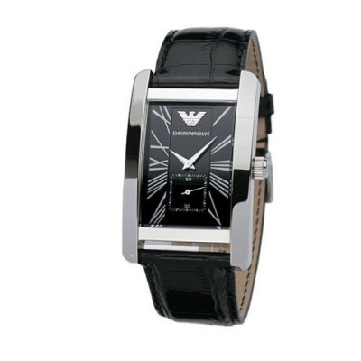 Emporio Armani Mens AR0143 Classic Black Leat - Home Shopping