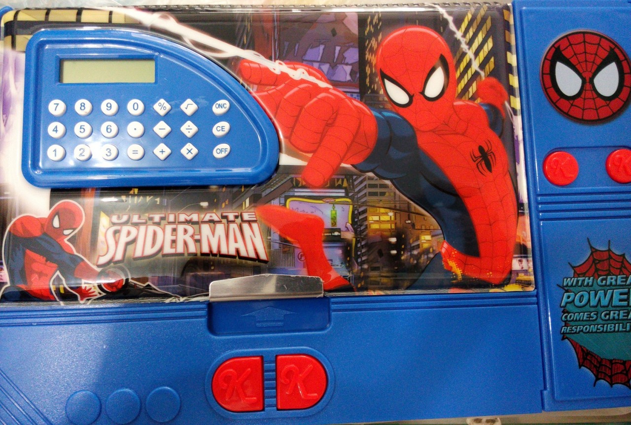 Large Button Spiderman fancy pencil box calculator for kids Price