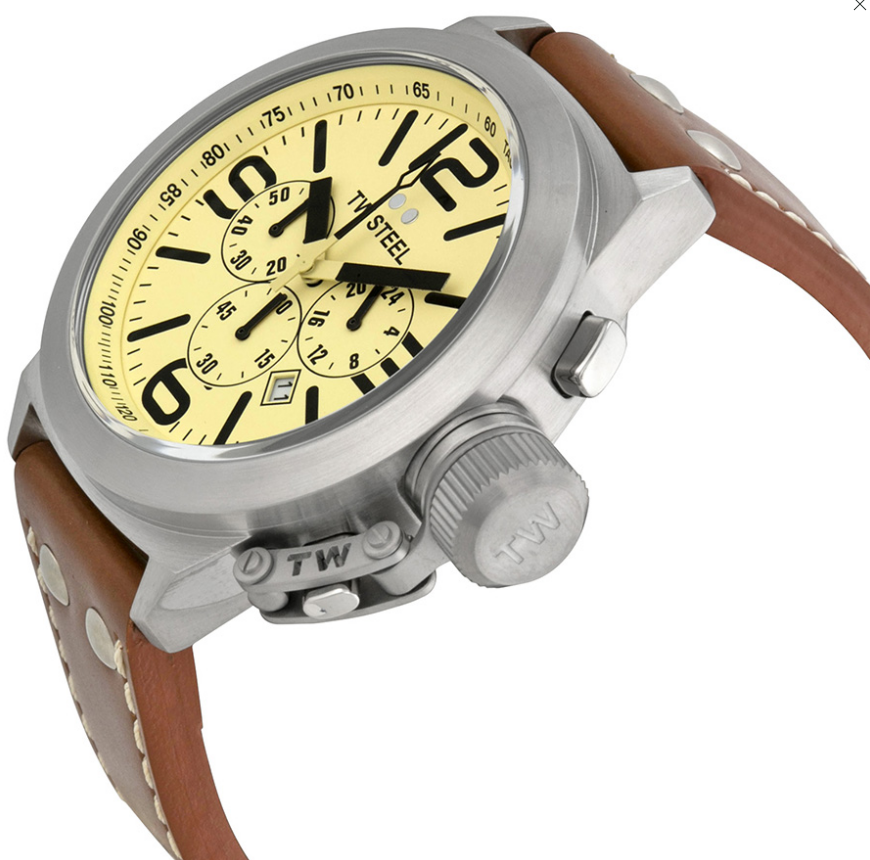 TW Steel Men s TW5 Canteen Brown Leather Cream Dial Watch