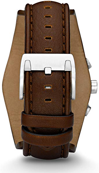 Fossil men's coachman quartz stainless steel and hot sale leather casual cuff watch