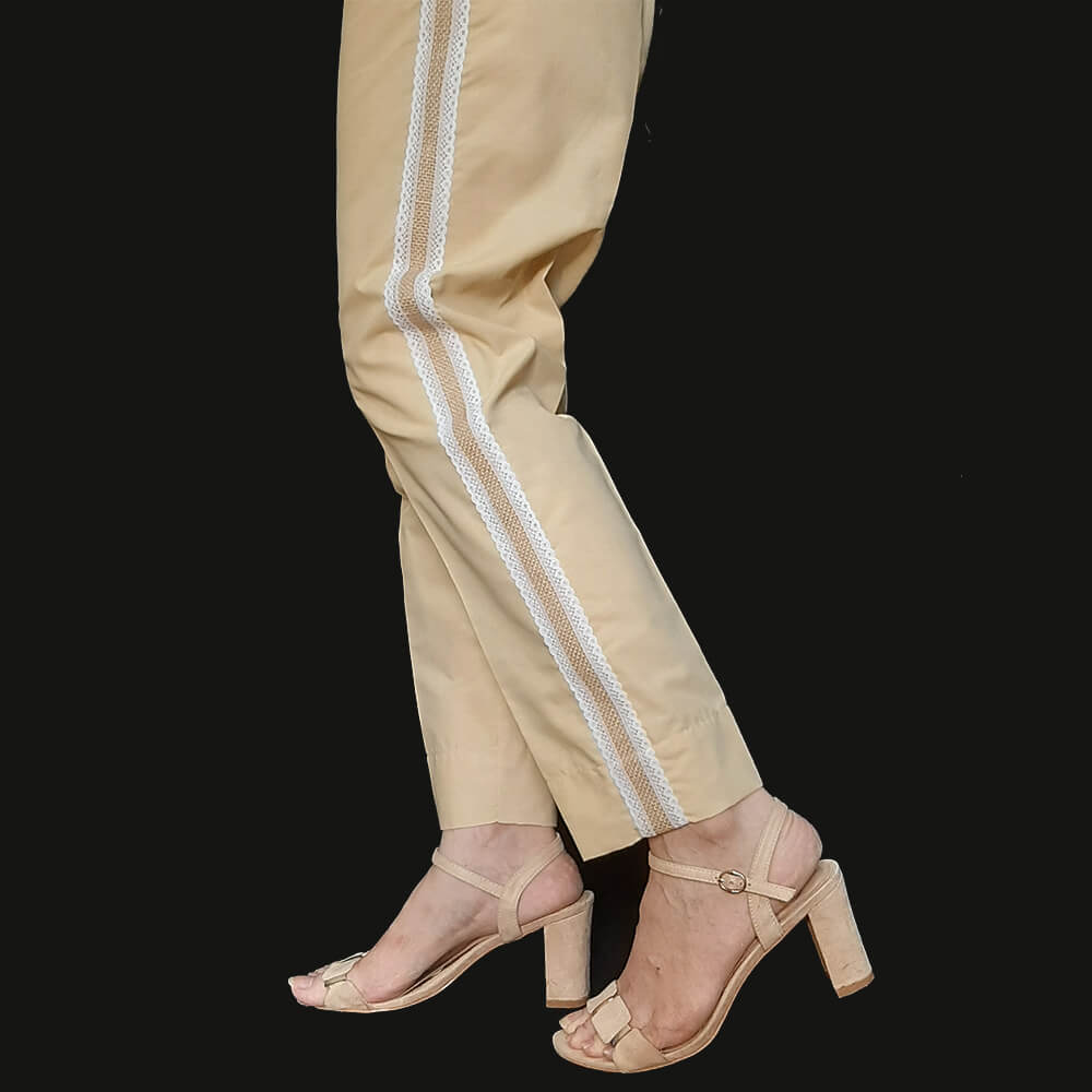 H&M Women Beige Self Design Straight Lace Trousers Price in India, Full  Specifications & Offers | DTashion.com