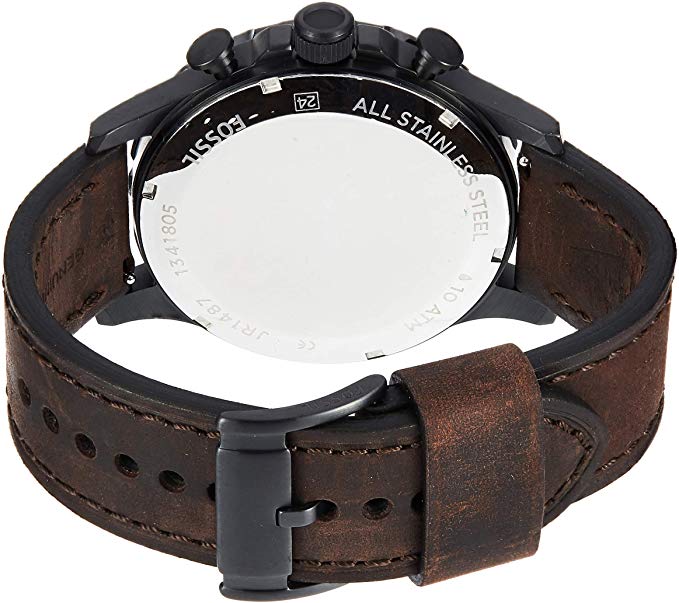 Fossil men's nate quartz stainless steel and leather casual on sale watch