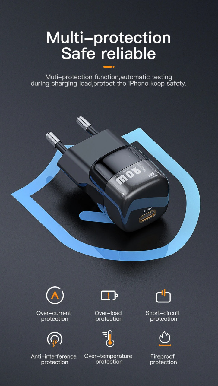 Kuulaa 20W Super Si Type C PD Fast Quick Charger US Plug Black - Home ...