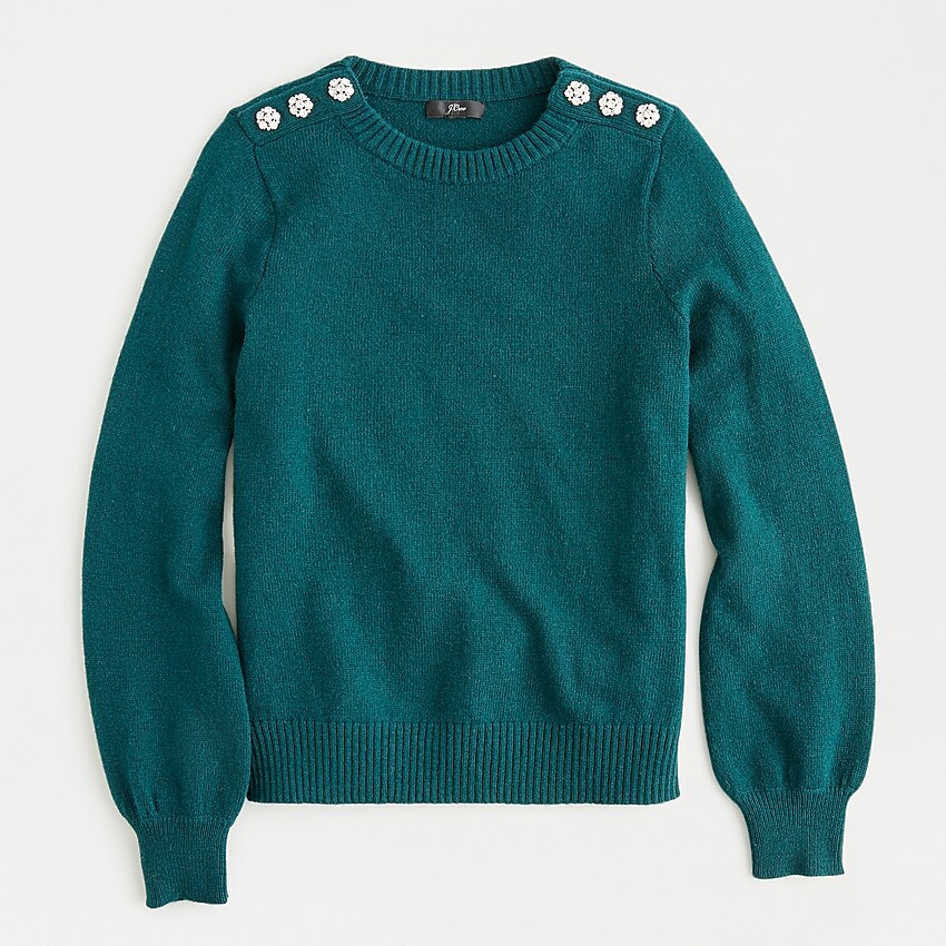 J crew crewneck on sale sweater with jeweled buttons