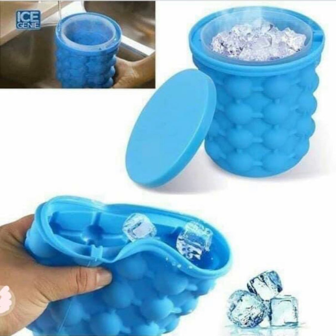 Magic Ice Cube Maker Genie Silicone Rubber Ice Tray Mold