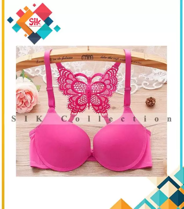 Fancy High Quality Imported Back Butterfly Bras For Women Pink 