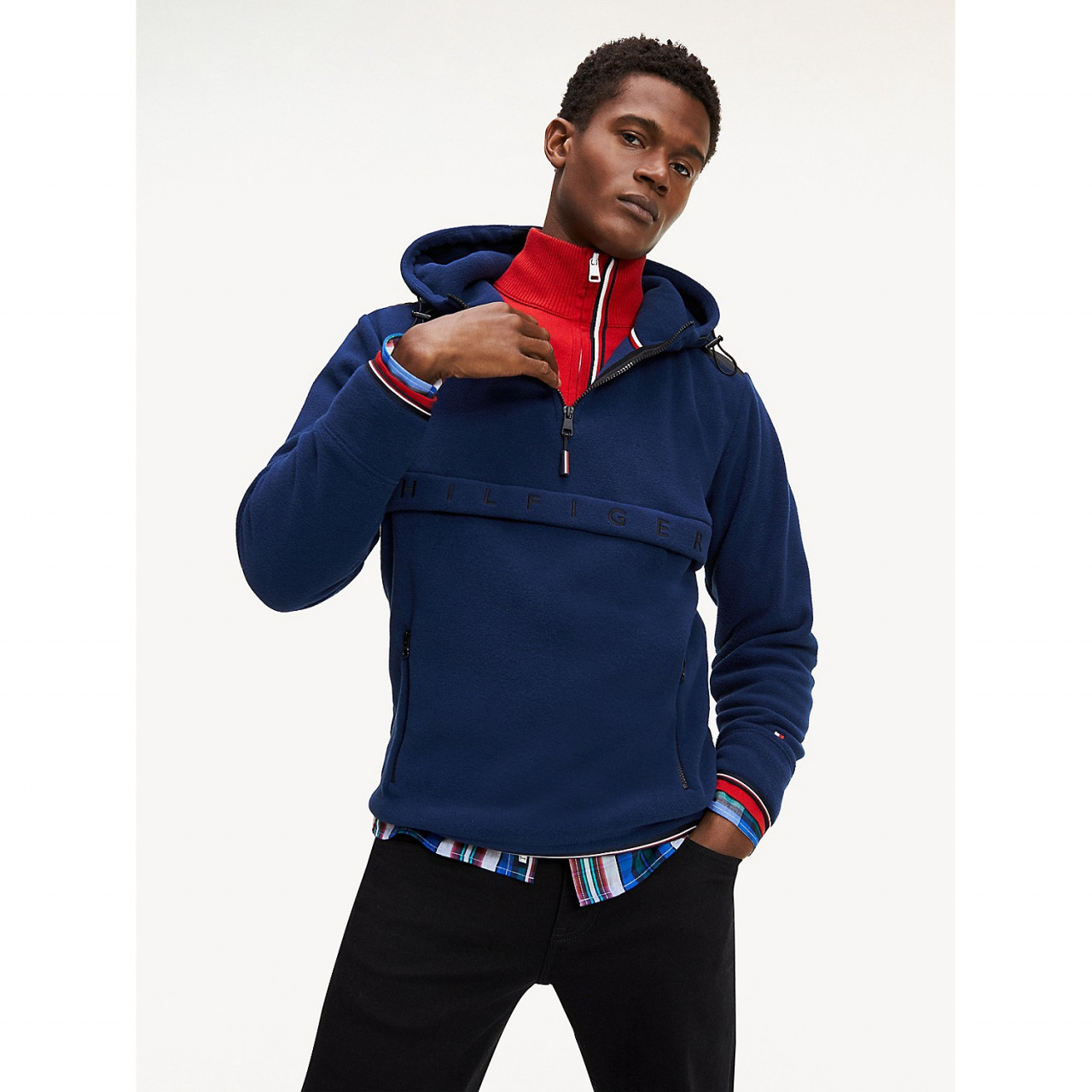 tommy polar fleece hoodie