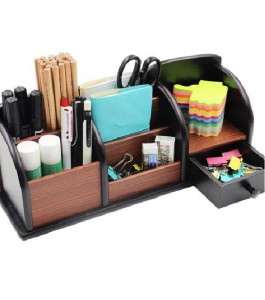 1037 Wooden Desk Organizer Pen Stand PRICE IN PAKISTAN