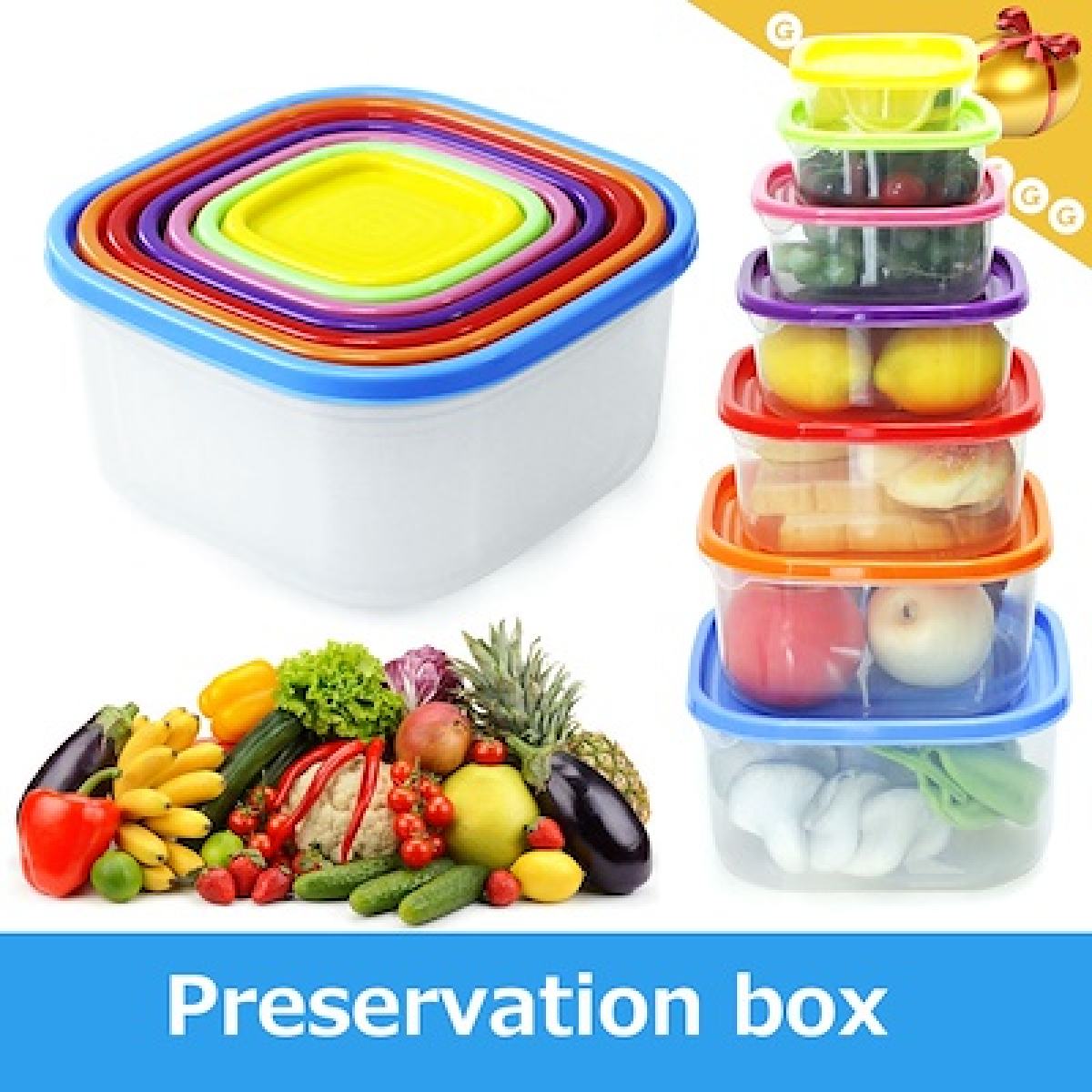 Rainbow Microwave Food Storage Box Set Multicolor Pack of 7