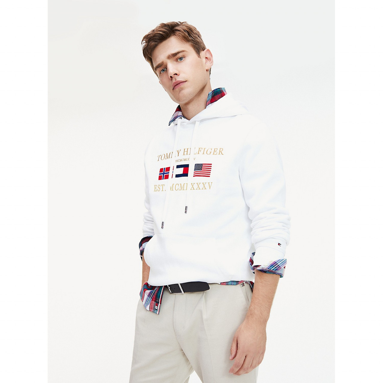 tommy hilfiger flag hoodie white