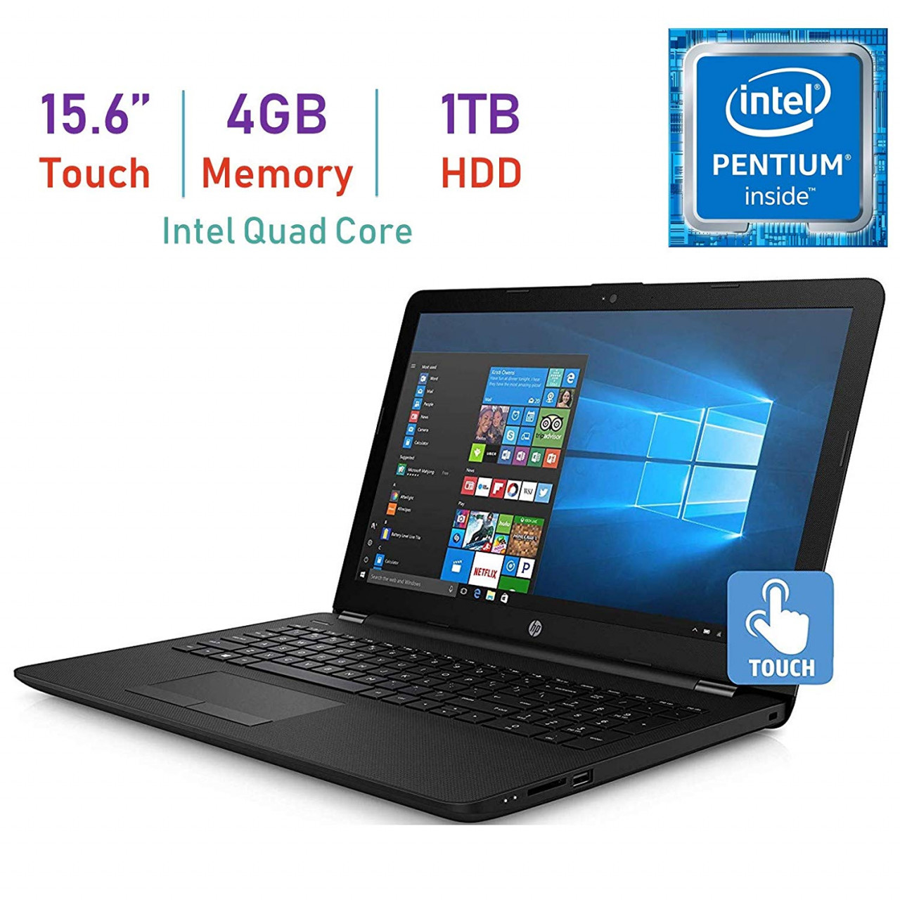 Hp 156 Wledbacklit Touchscreen Hd Wledbacklit Laptop Pc Intel Pentium N5000 27ghz 4gb Ddr4 Sdram 4167